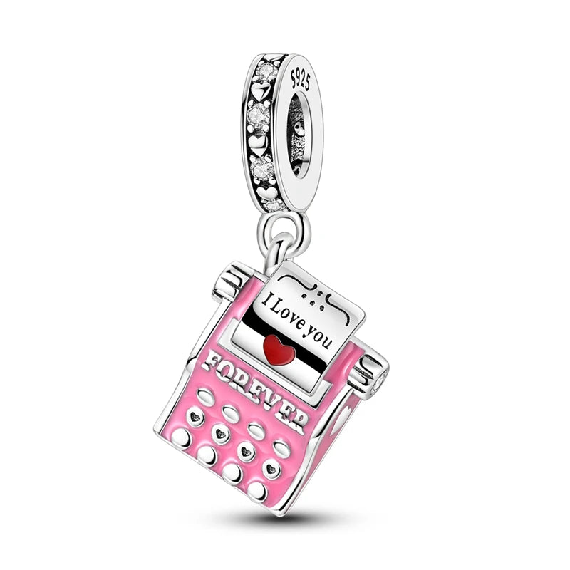 925 Sterling Silver Pink Ballet Girl Pendant – DIY Jewelry Charm for Bracelet & Necklace
