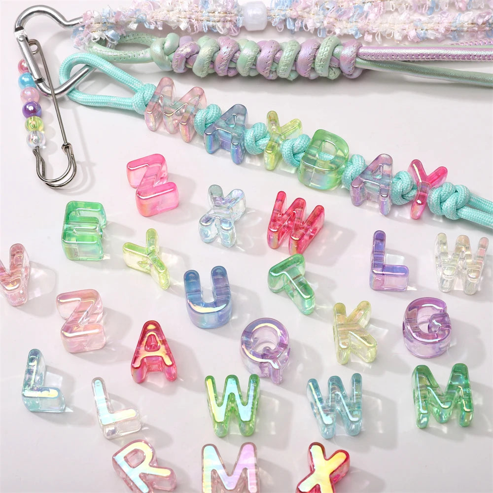 Mixed Color Acrylic Letter Beads – 5PCS Clear Spacer Beads for Jewelry & DIY Crafts