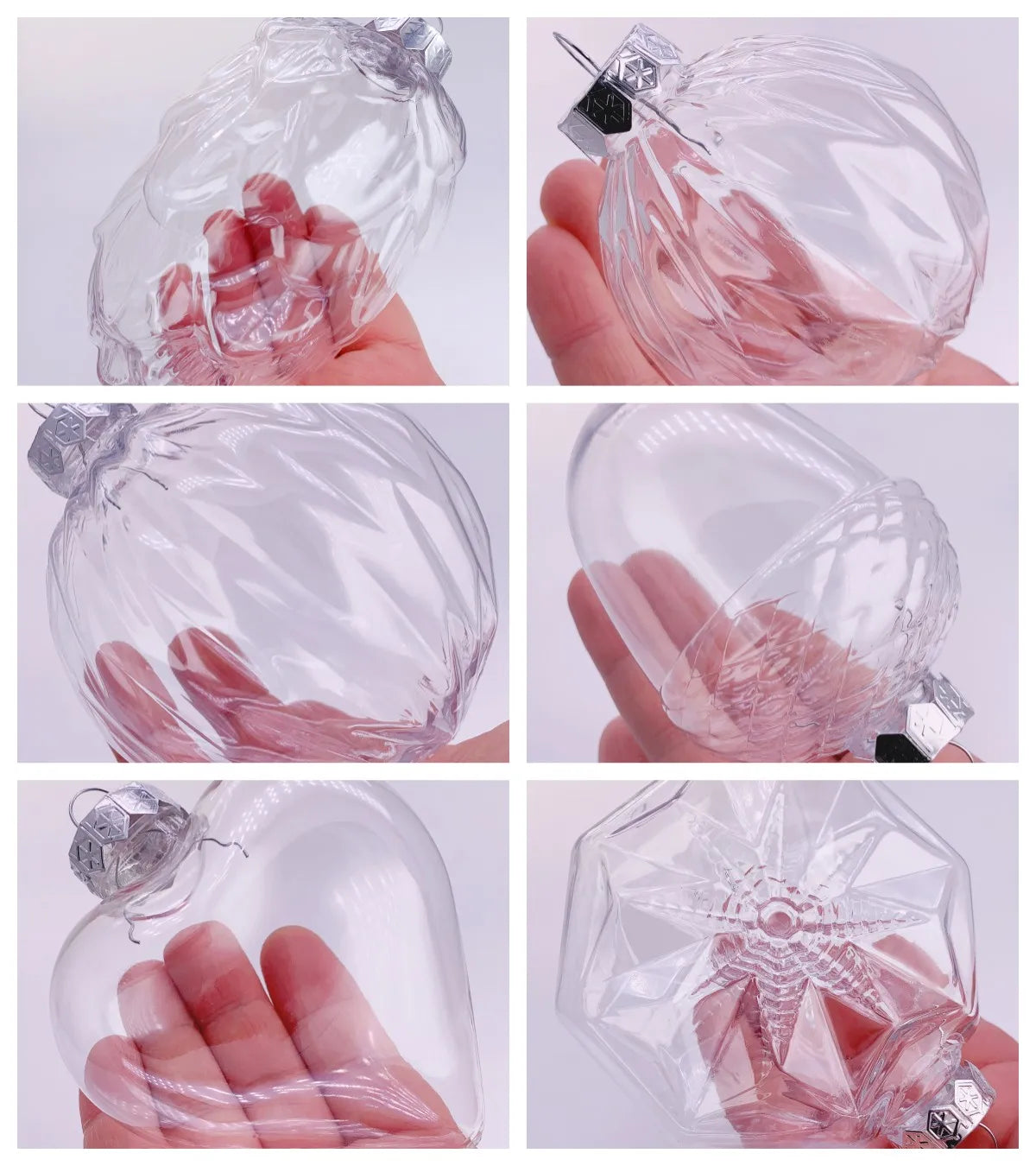 6pcs Transparent Shatterproof Christmas Baubles – 80mm Plastic Ornaments