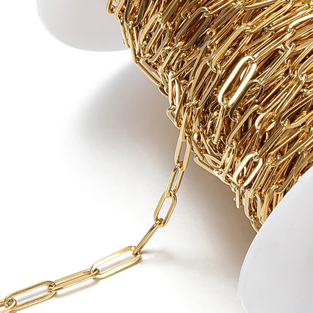 No Fade Stainless Steel Chain – 2M Gold Chain for DIY Jewelry Making