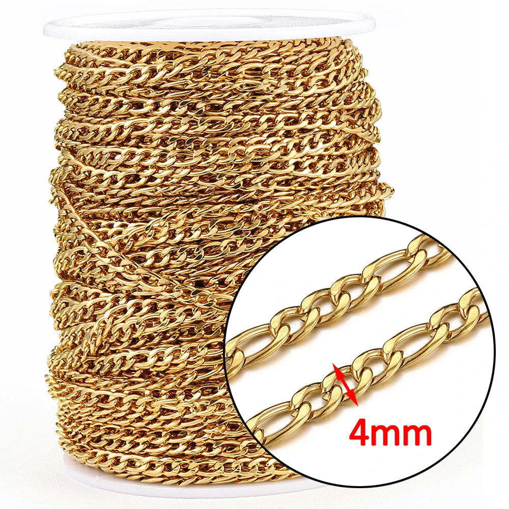 No Fade Stainless Steel Chain – 2M Gold Chain for DIY Jewelry Making