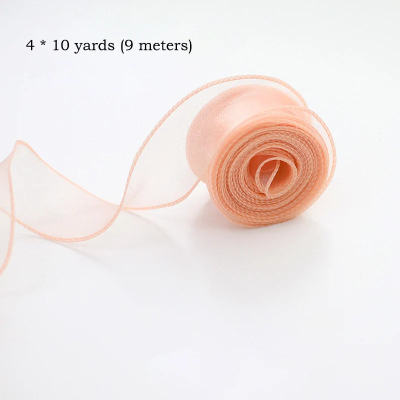 Chiffon Silk Ribbon Roll – Organza Satin (10 Yards, for Crafts & Decoration)