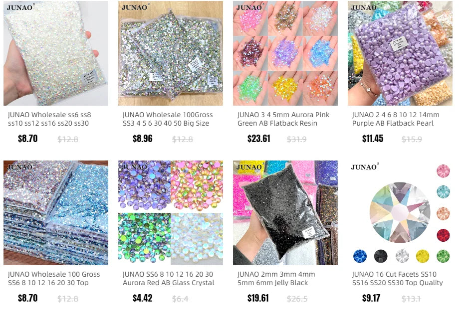 Clear AB Glass Rhinestones Set – 14,400PCS Flatback Crystals (SS6/SS12/SS20)