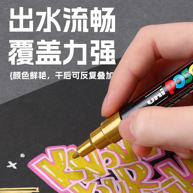 🎨 UNI POSCA Acrylic Paint Marker Set – PC-1M / PC-3M / PC-5M Quick-Dry Permanent Paint Pens