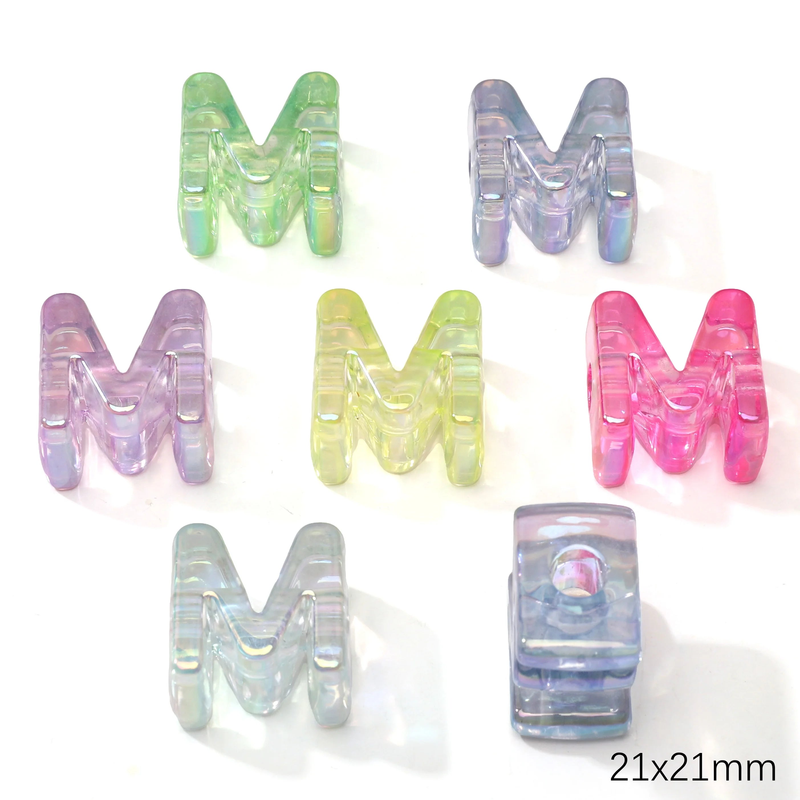 Mixed Color Acrylic Letter Beads – 5PCS Clear Spacer Beads for Jewelry & DIY Crafts
