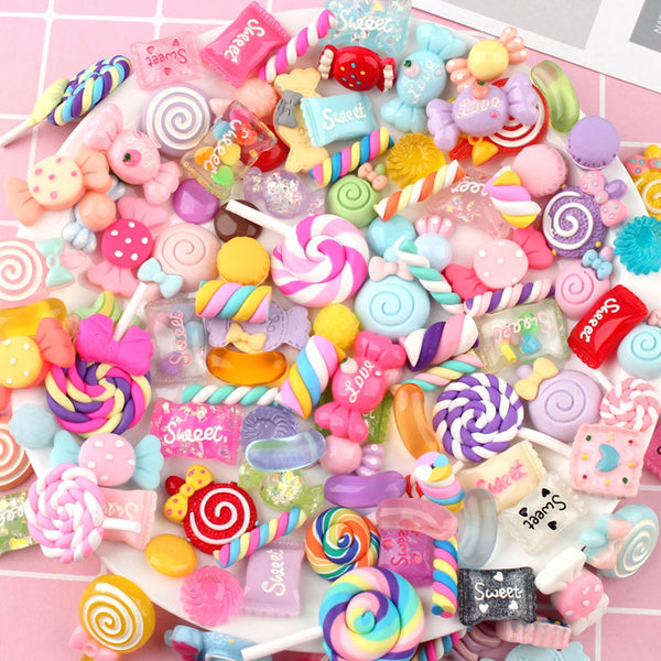 30pcs Candy Resin Slime Charms – Cute Mixed Flatback Sweets for DIY Crafts