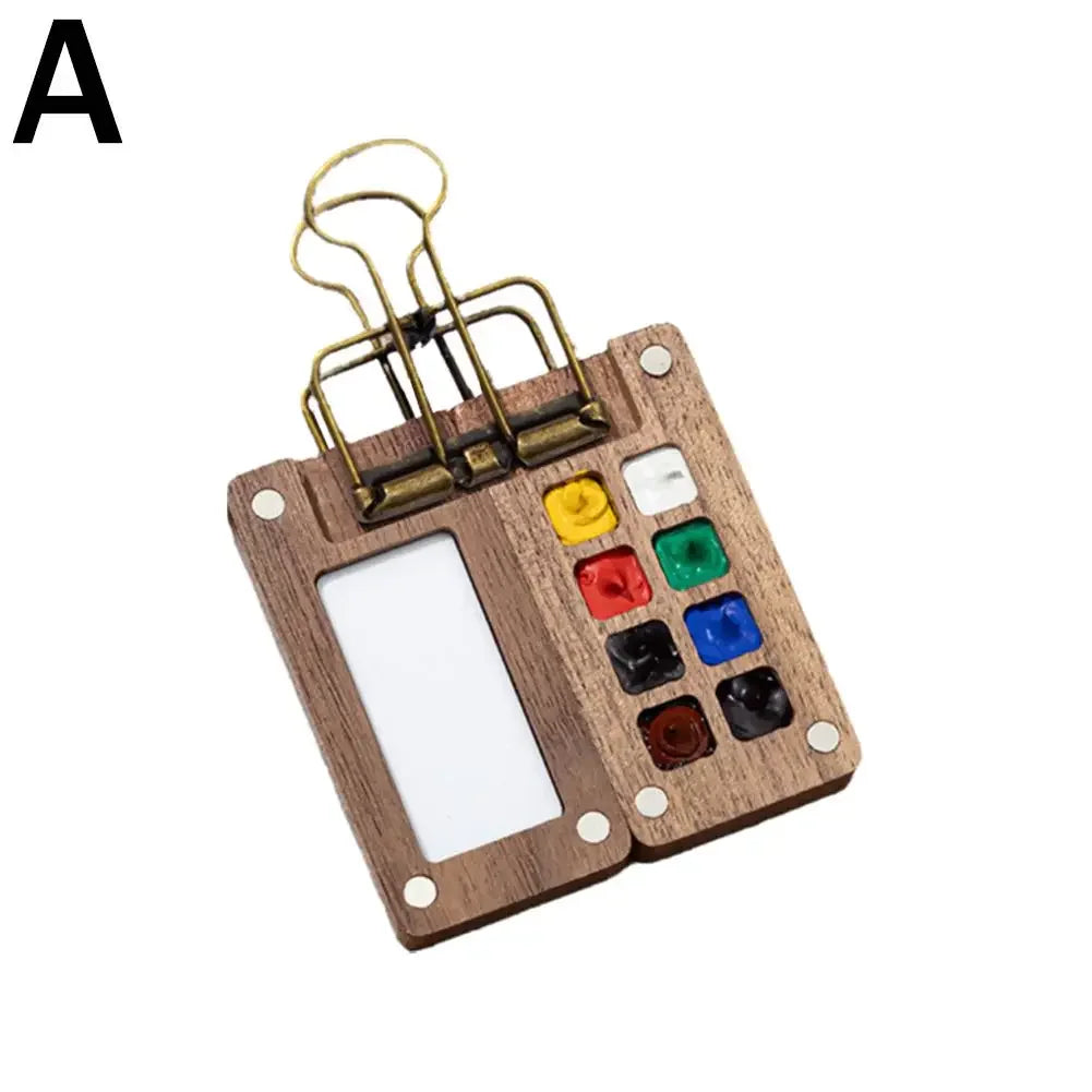 Mini Walnut Wood Watercolor Palette – 15 Grid