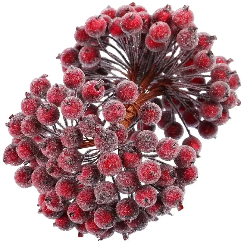 Frosted Holly Berries – Mini Artificial Christmas Berry Bouquet for DIY Wreaths & Décor