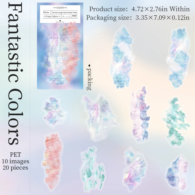 Watercolor Cartoon Stickers – 20PCS Aesthetic Scrapbook & Journal Label Set