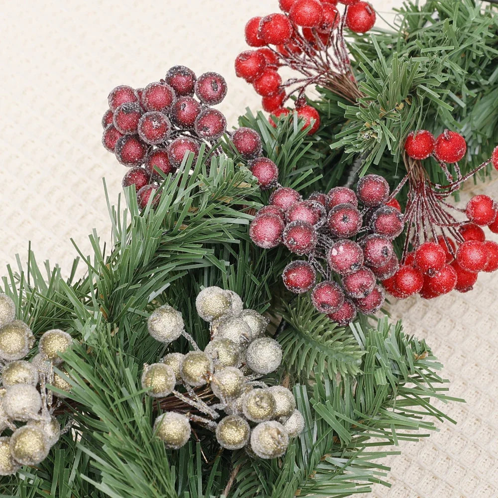 Frosted Holly Berries – Mini Artificial Christmas Berry Bouquet for DIY Wreaths & Décor