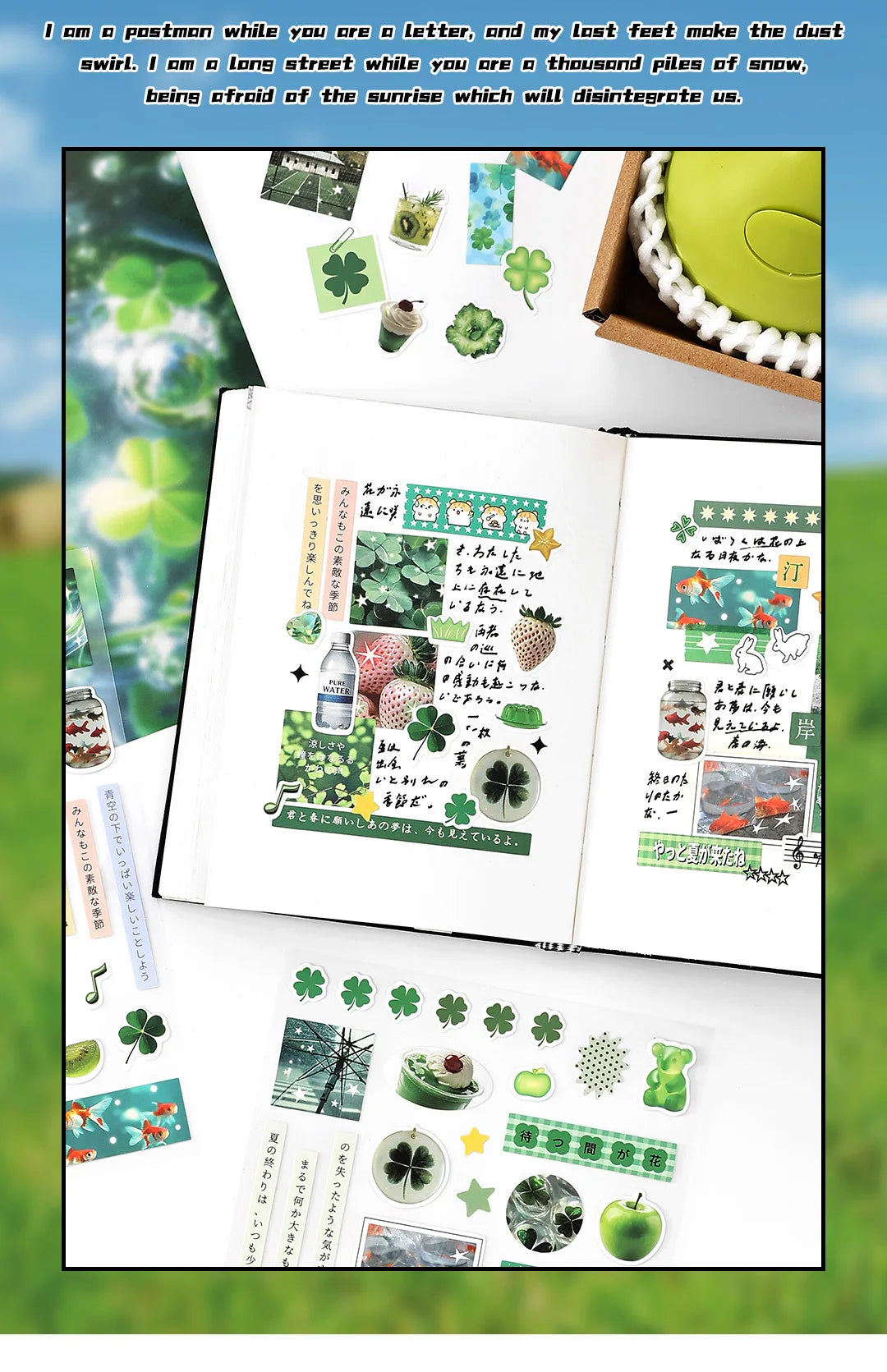 Retro Japanese Cartoon Stickers – 2-Sheet Lucky Clover Anime Kawaii Set