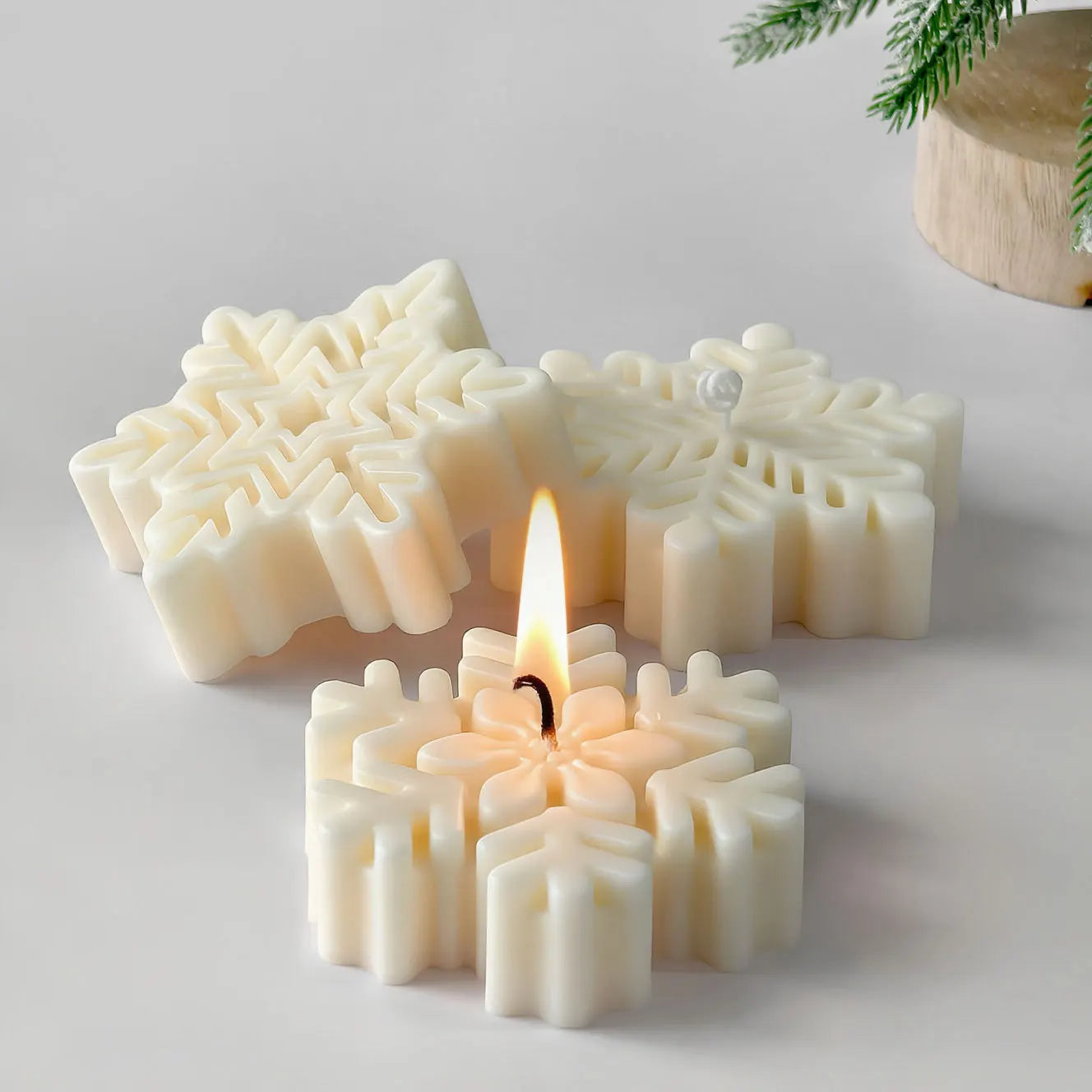 ❄️ Snowflake Candle Silicone Mold – DIY Christmas Soap, Wax Melt, Aroma Stone & Handmade Holiday Decor Gift