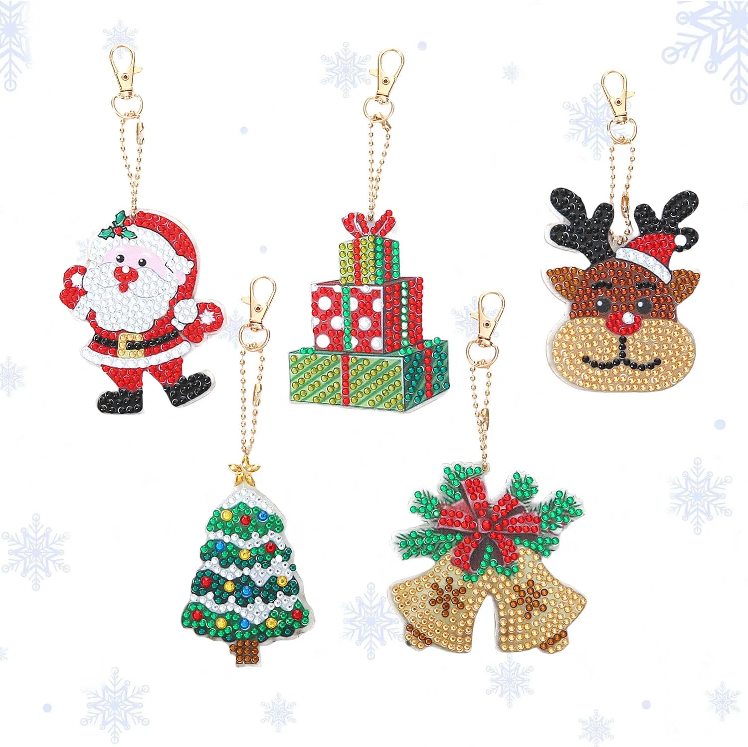 DIY Diamond Art Keychain Set – 5PCS Acrylic Christmas Ornaments for Holiday Décor