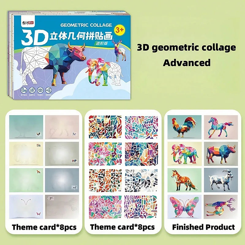 3D Animal Jigsaw Puzzle Stickers – DIY Creative Collage Art Set