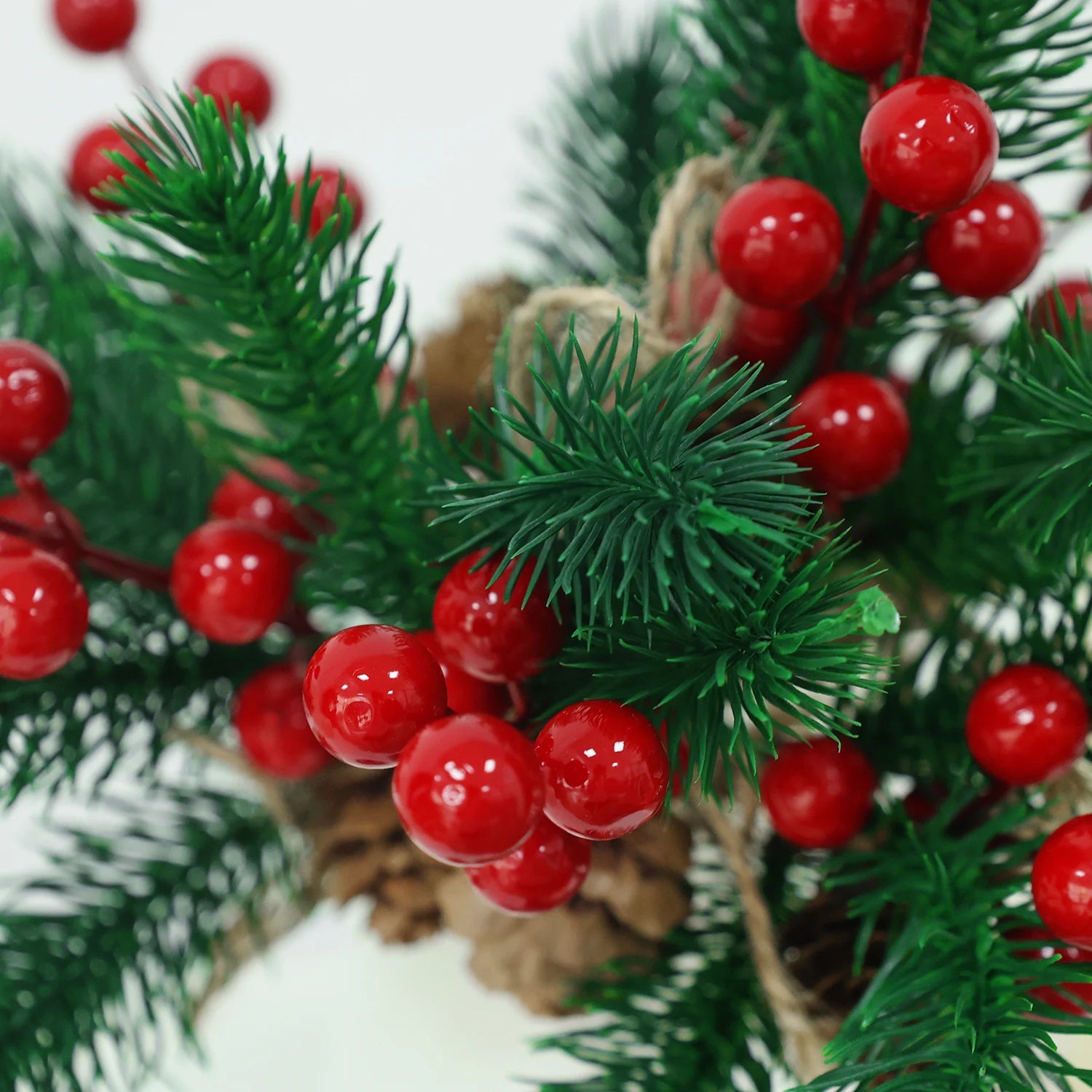 Christmas Pine & Red Berry Branches – Artificial Pine Needle Stems for DIY Wreaths & Décor (1/30PCS)