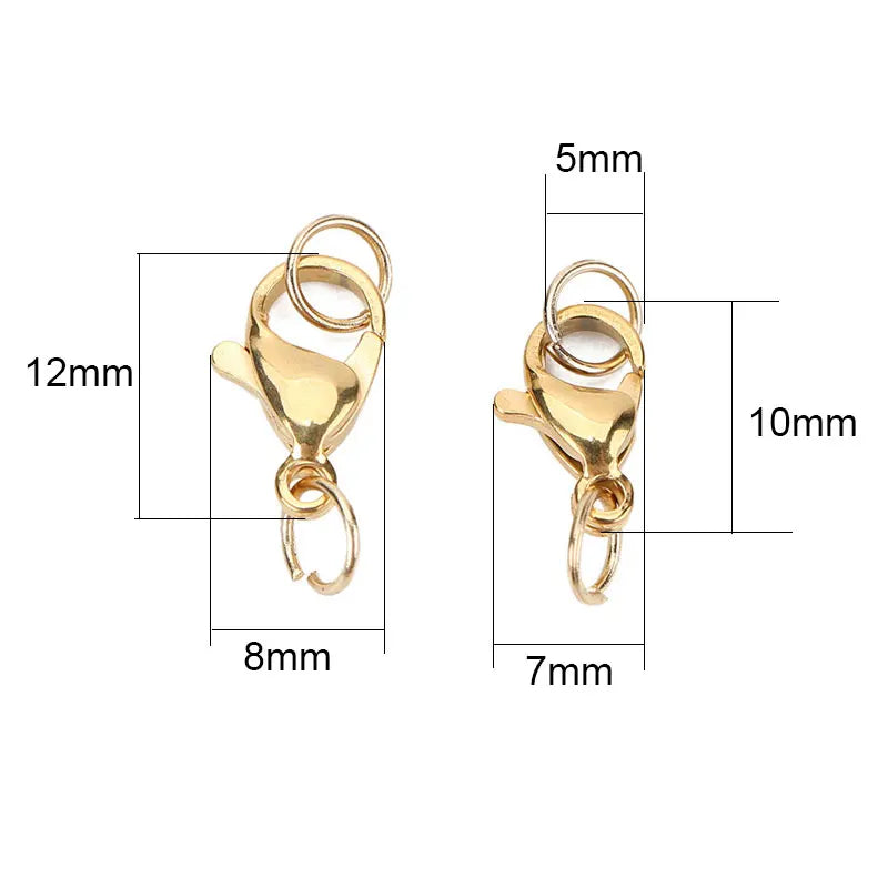 20 Sets Stainless Steel Lobster Clasps with Jump Rings for Jewelry Making