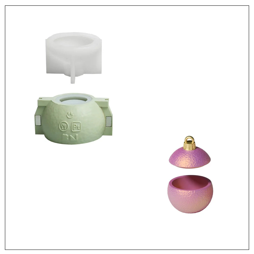 Twinkle Bauble Candle Jar Silicone Mold – 4oz Concrete Jesmonite Mold for DIY Candle Making & Christmas Home Décor