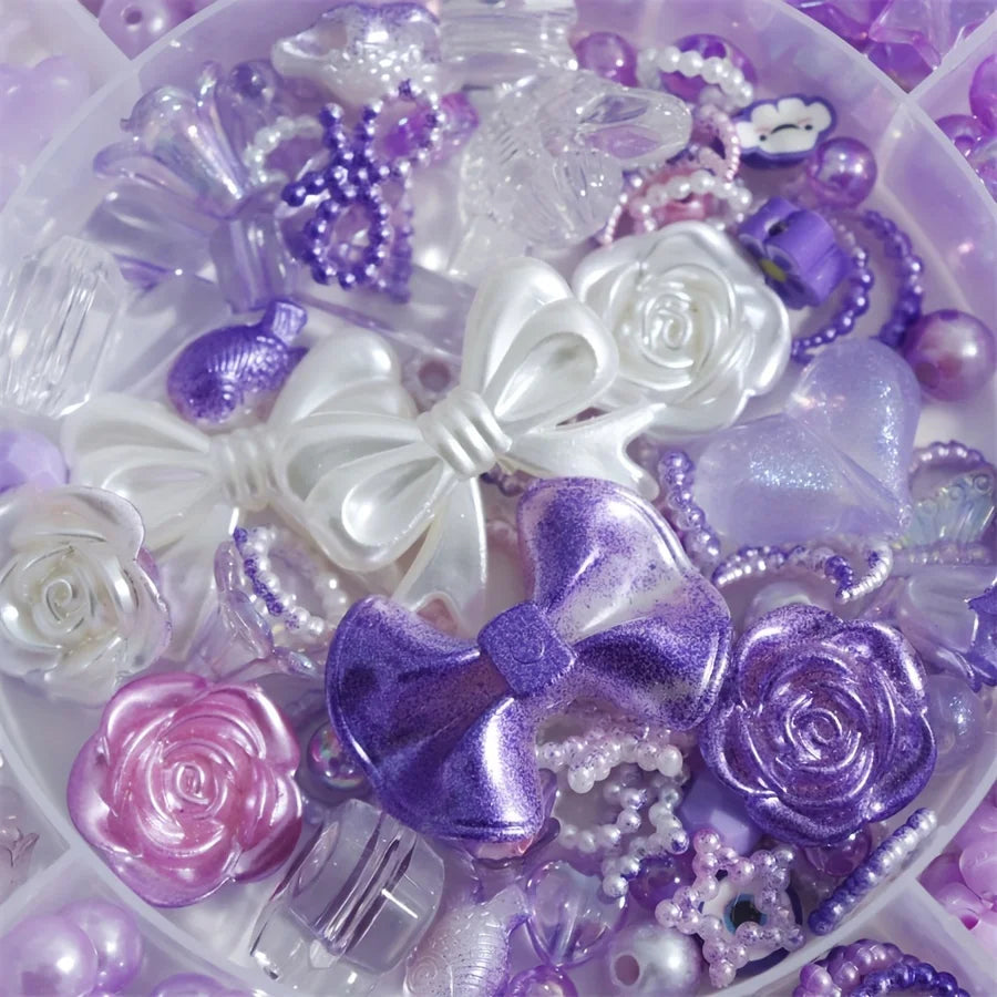 13-Grid Purple Plum Blossom Acrylic Beads Set