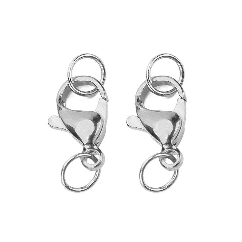 20 Sets Stainless Steel Lobster Clasps with Jump Rings for Jewelry Making