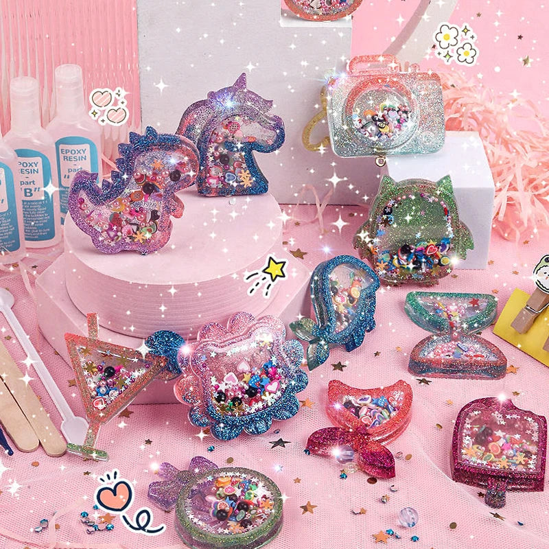Kids DIY Crystal Glue Keychain Craft Kit – Fun Art Set for Girls