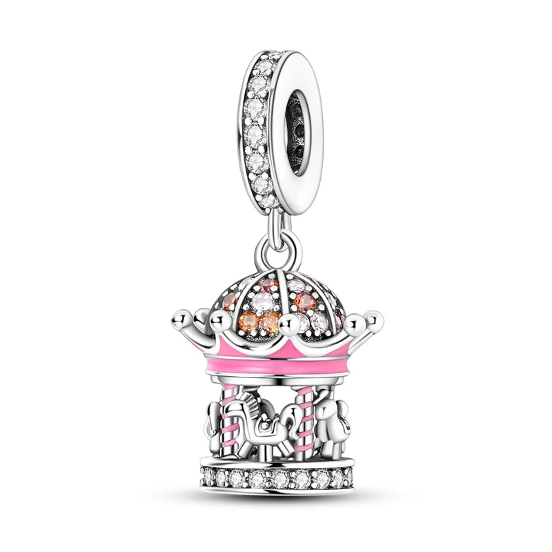 925 Sterling Silver Pink Ballet Girl Pendant – DIY Jewelry Charm for Bracelet & Necklace
