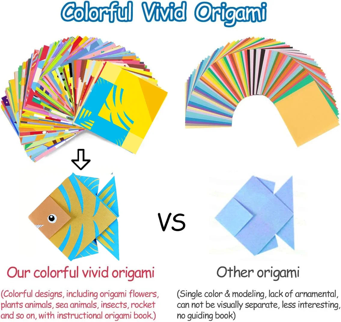 Origami Paper Folding Kit – 30/96 Sheets with Instruction Book for Kids & Beginners