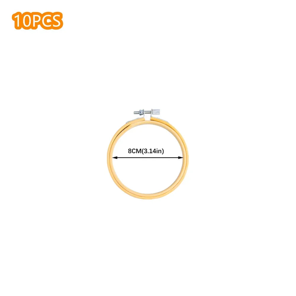 10pcs Bamboo Embroidery Hoops Frame Set