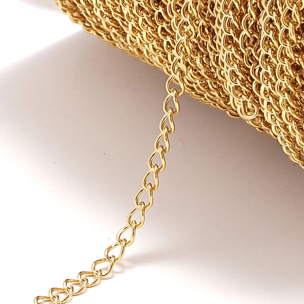 No Fade Stainless Steel Chain – 2M Gold Chain for DIY Jewelry Making