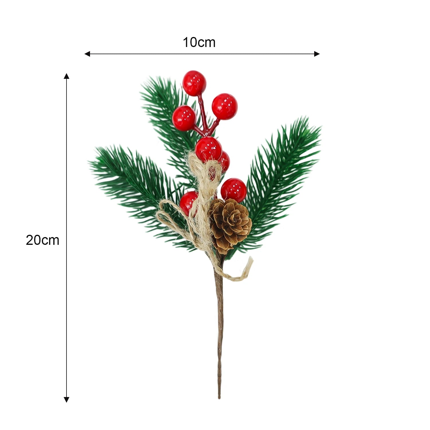 Christmas Pine & Red Berry Branches – Artificial Pine Needle Stems for DIY Wreaths & Décor (1/30PCS)