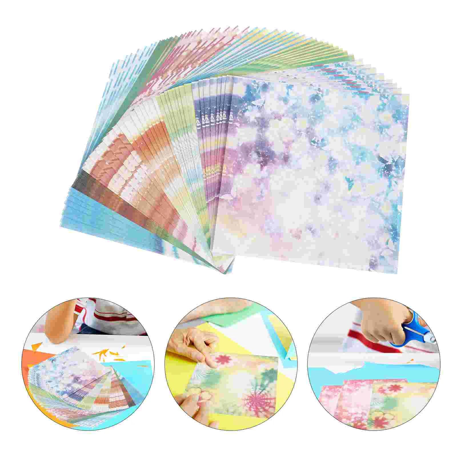 100 Sheets Square Shape Paper Foldings Double Sided Sheet Creative Origami for DIY Crafts Projects Flower+Floral