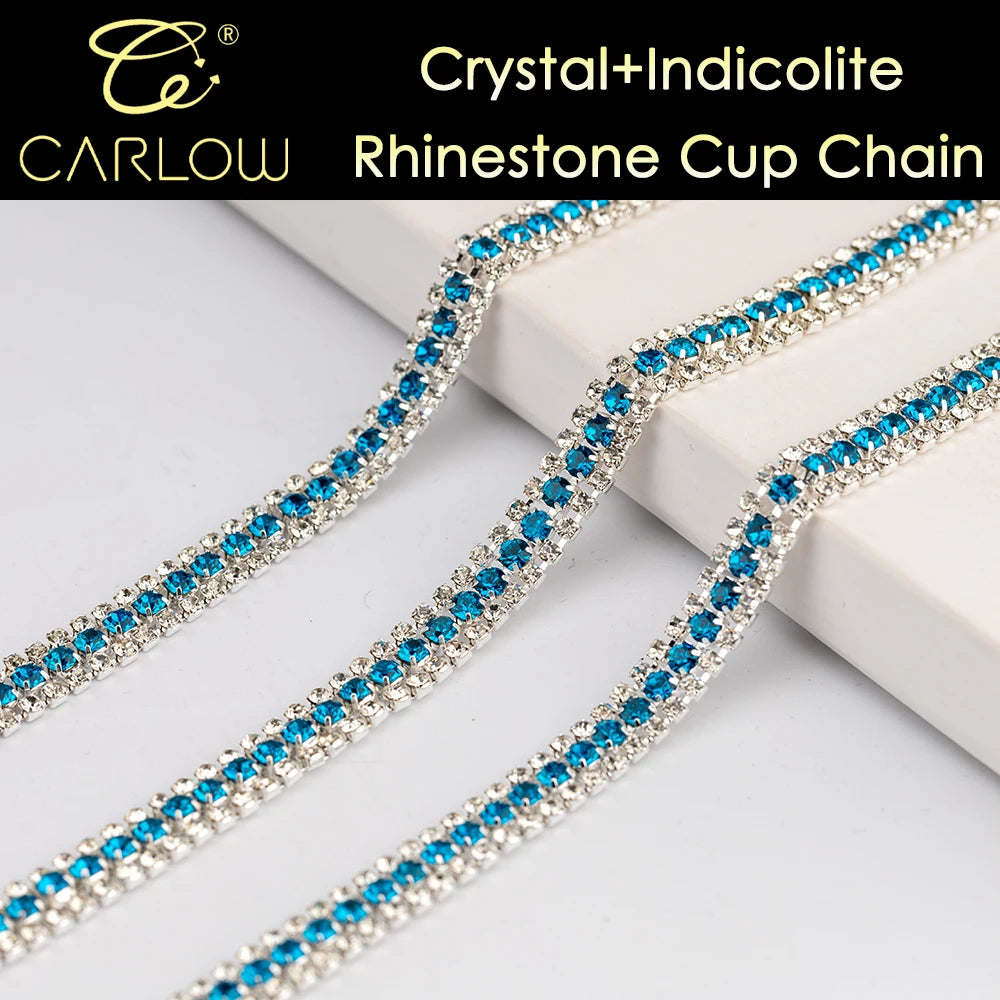 CARLOW AAAAA 3-Row Rhinestone Cup Chain – Gold Base