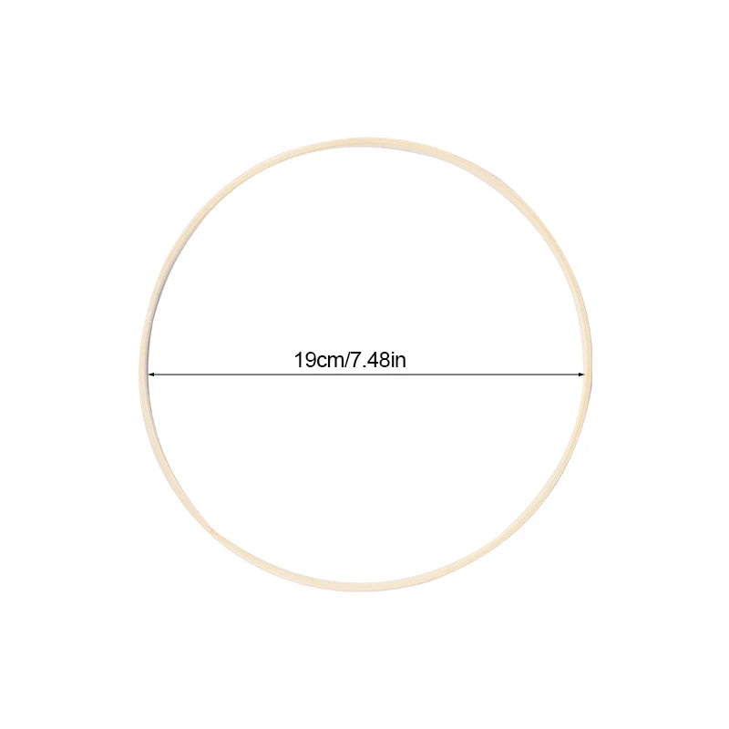 5PCS Wooden Bamboo Hoops – Round Rings for DIY Crafts & Home Décor