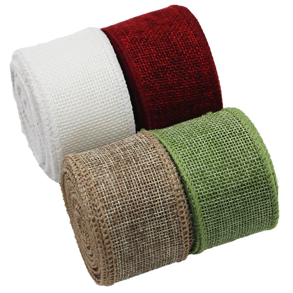 5m Colored Burlap Wire-Edge Ribbon – DIY Gift & Wedding Decoration