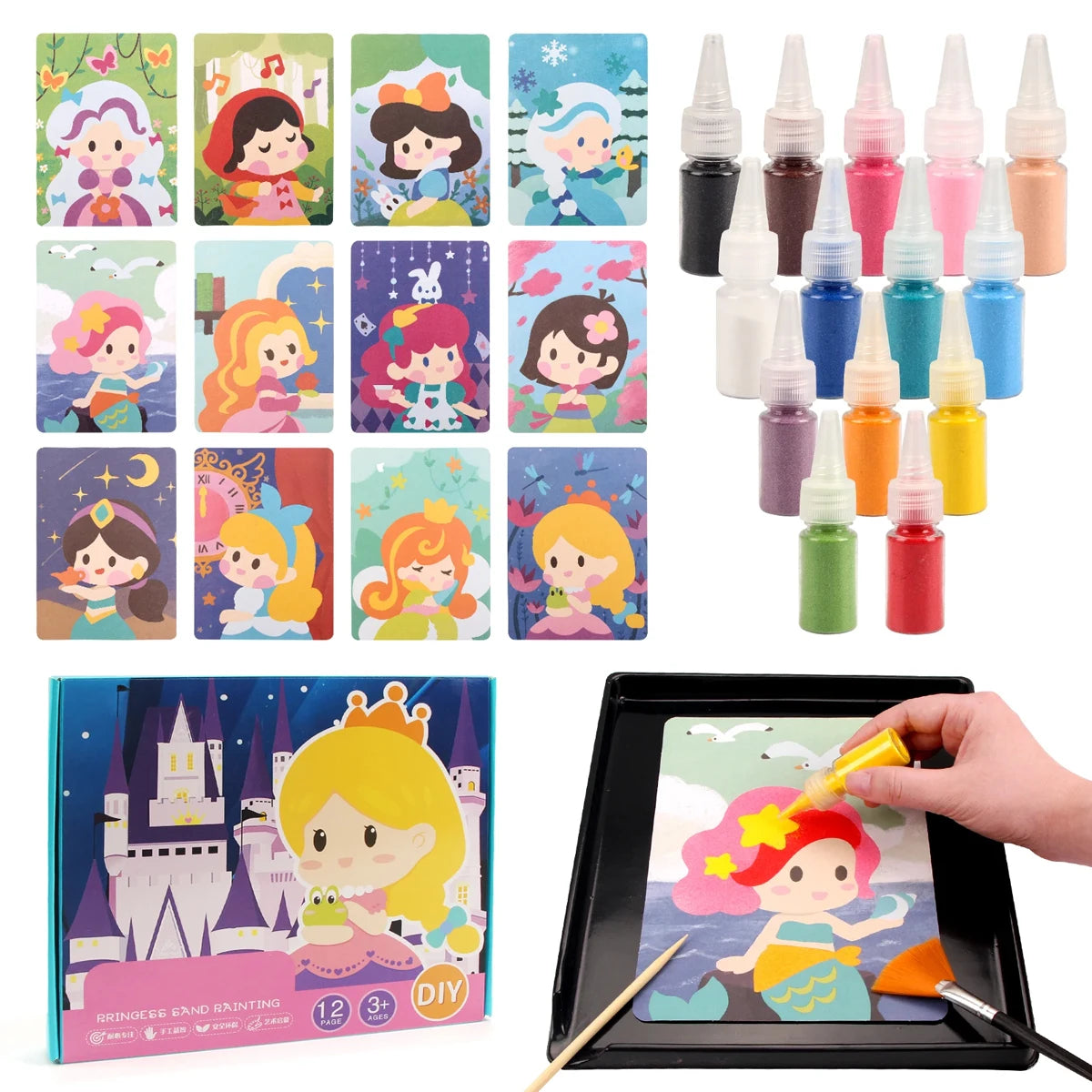 Magic Sand Art Kit – Princess, Castle & Animal Cards