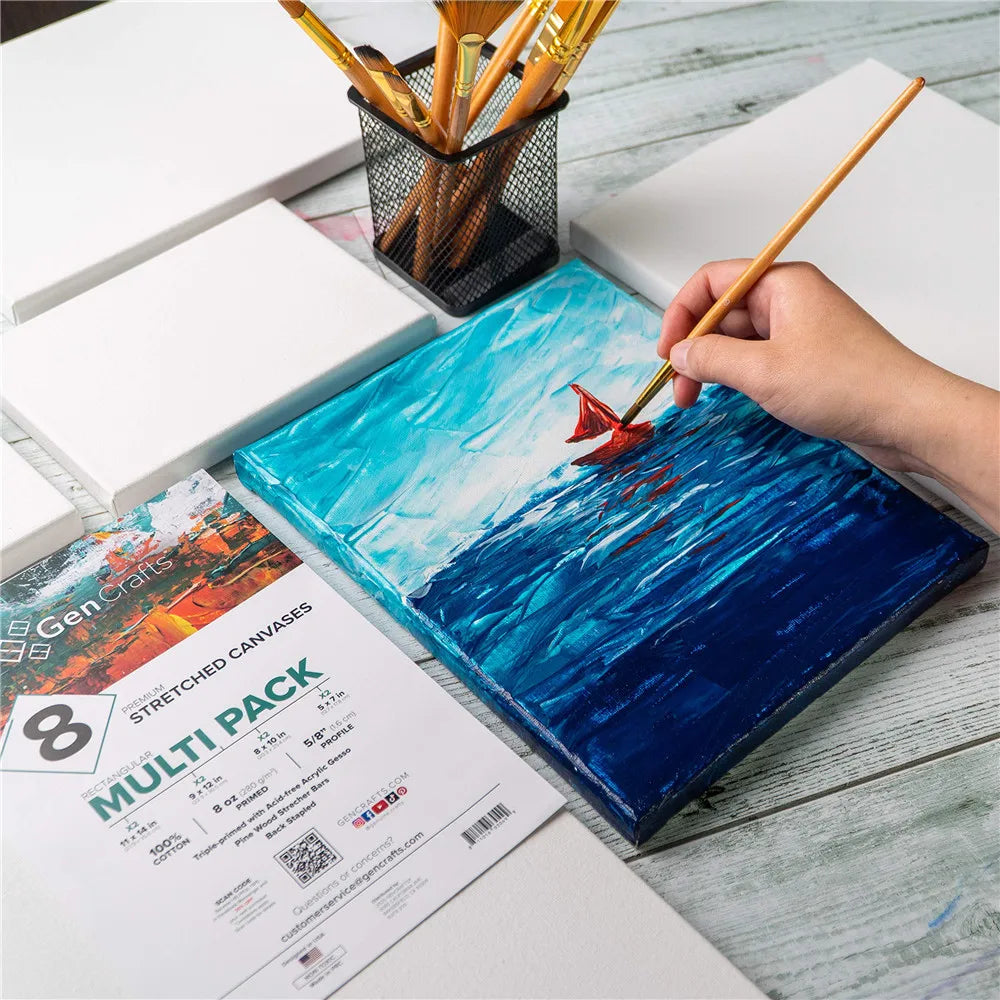 🎨 4-Pack White Blank Square Artist Canvas Boards – Cotton Panels for Acrylic, Oil & Watercolor Painting