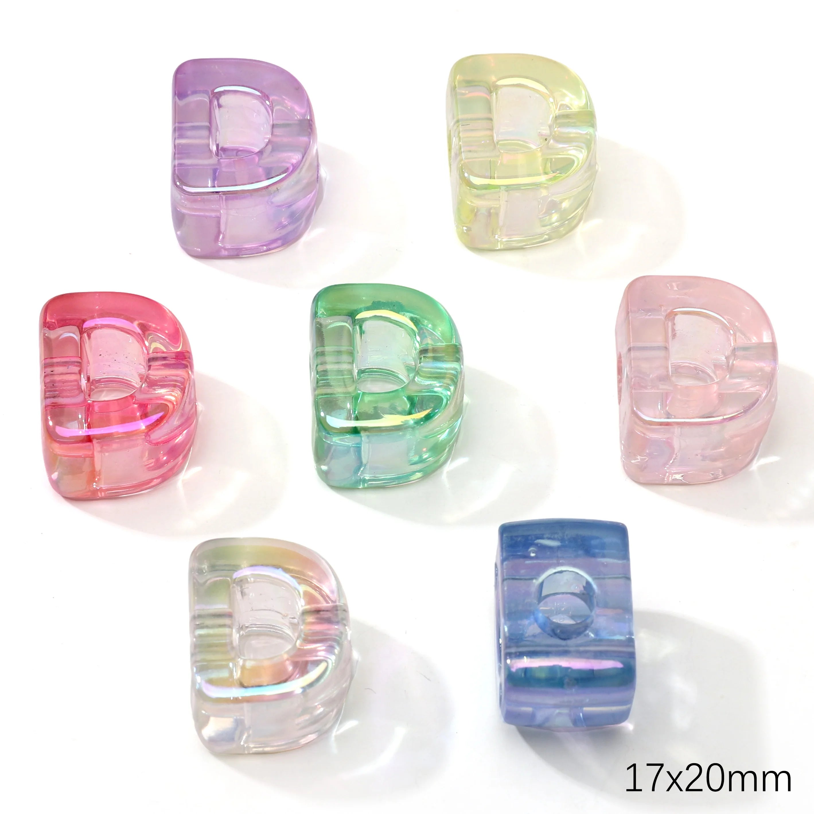 Mixed Color Acrylic Letter Beads – 5PCS Clear Spacer Beads for Jewelry & DIY Crafts