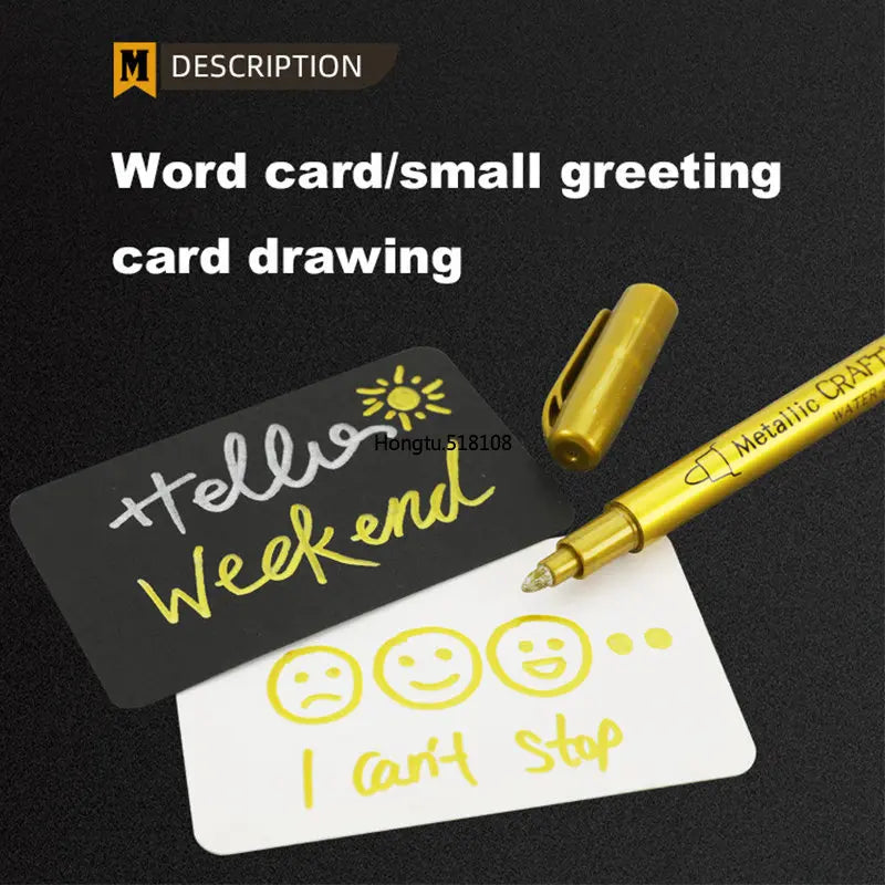 2/1Pc Brush Metallic Marker Pens Gold Silver Color Permanent Art Marker For Manga Crafts Scrapbooking School Stationery Supplies