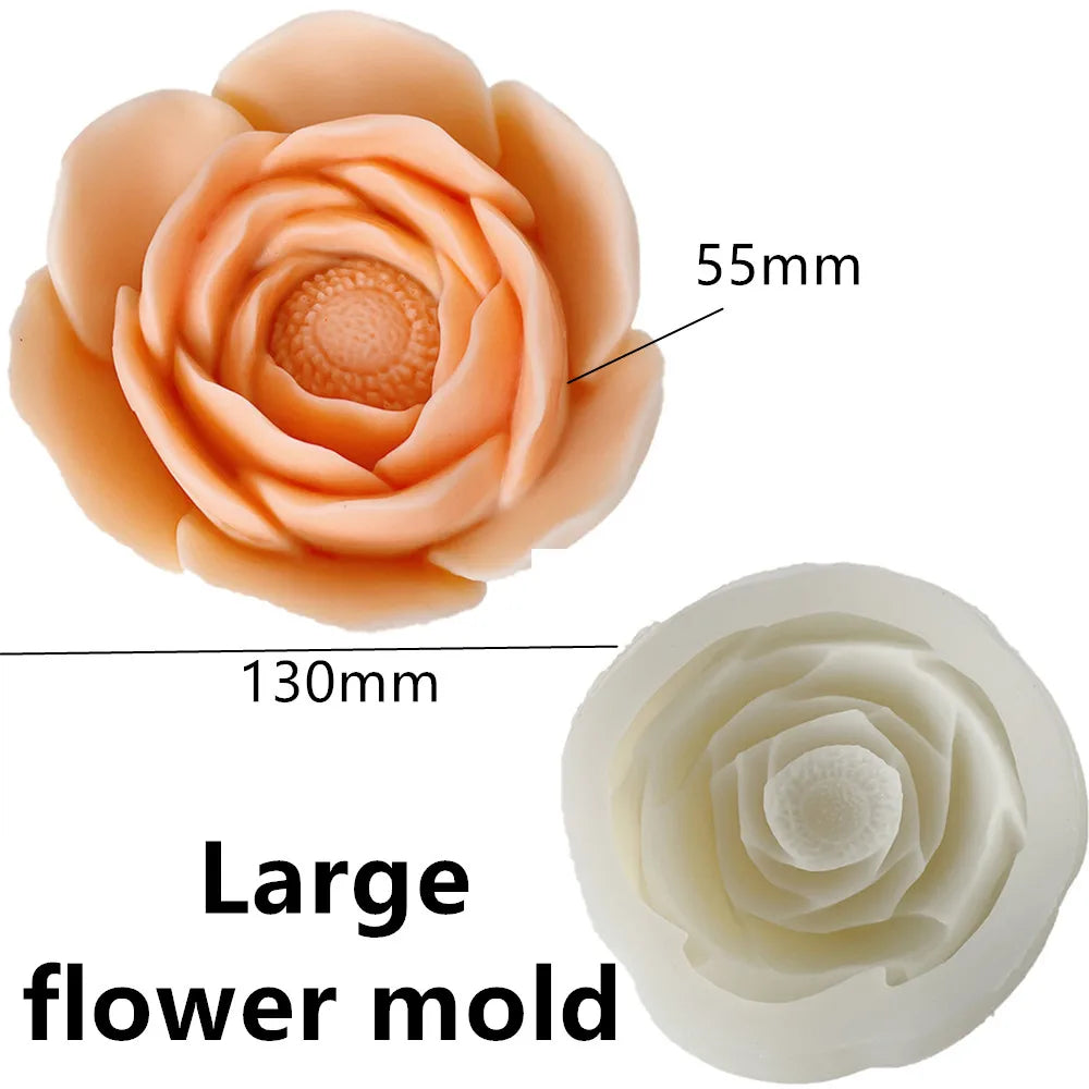 Peony & Rose Silicone Mold – DIY Candle, Soap & Cake Mold