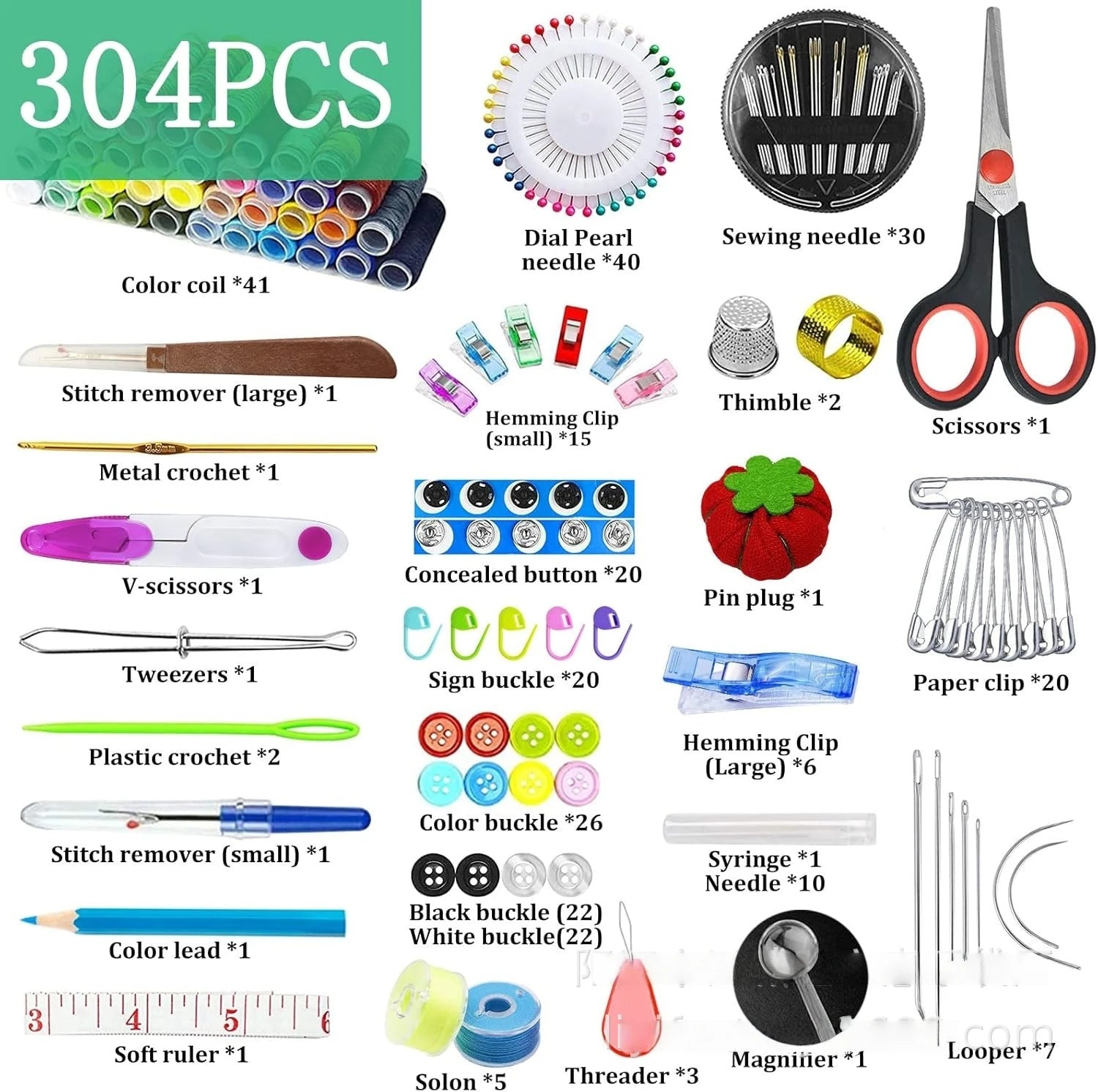 Complete Sewing Kit – Threads, Needles, Scissors & Accessories (Home & Travel)