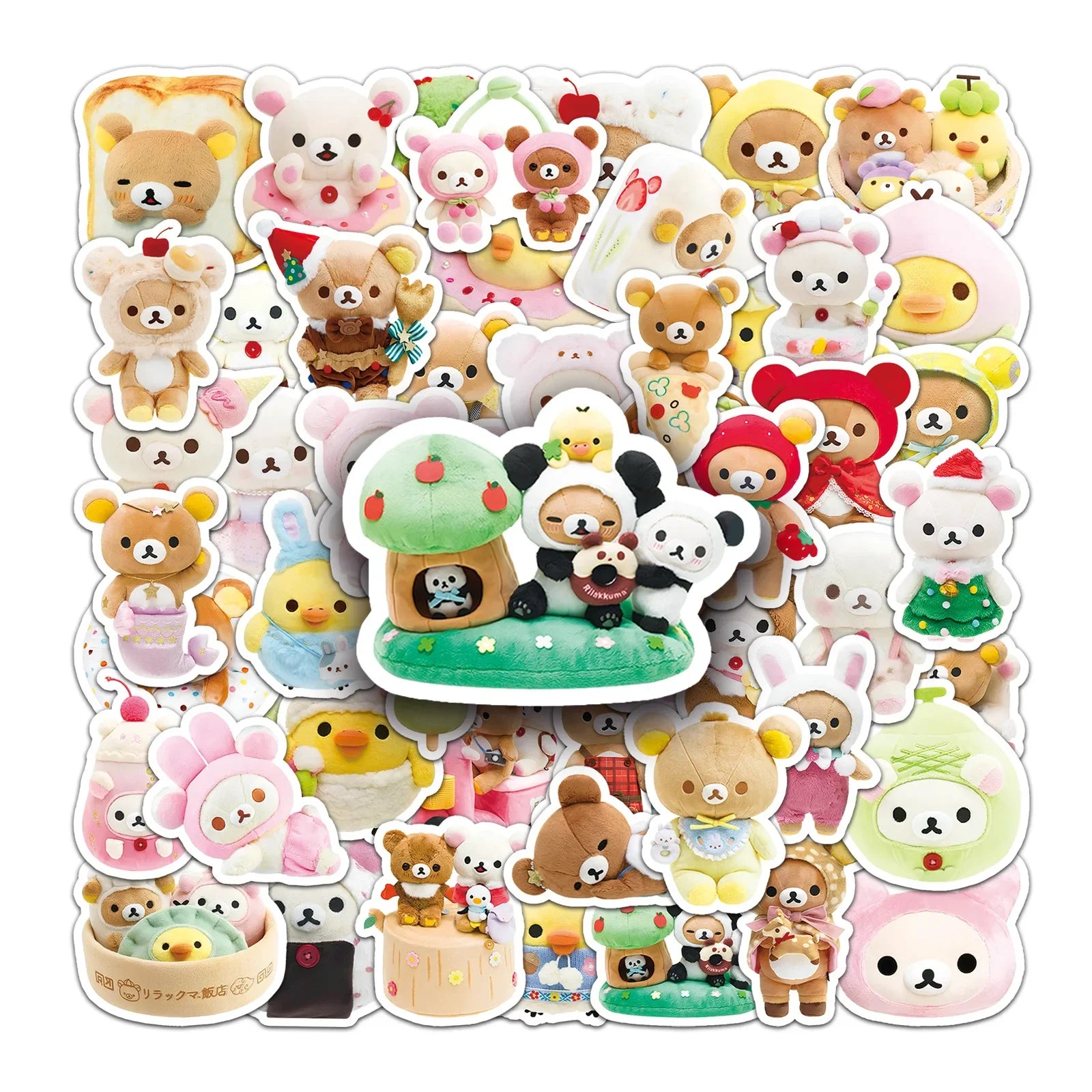 Cute Lazy Bear Stickers – 54PCS Cartoon Vinyl Decals for Laptop & Scrapbook