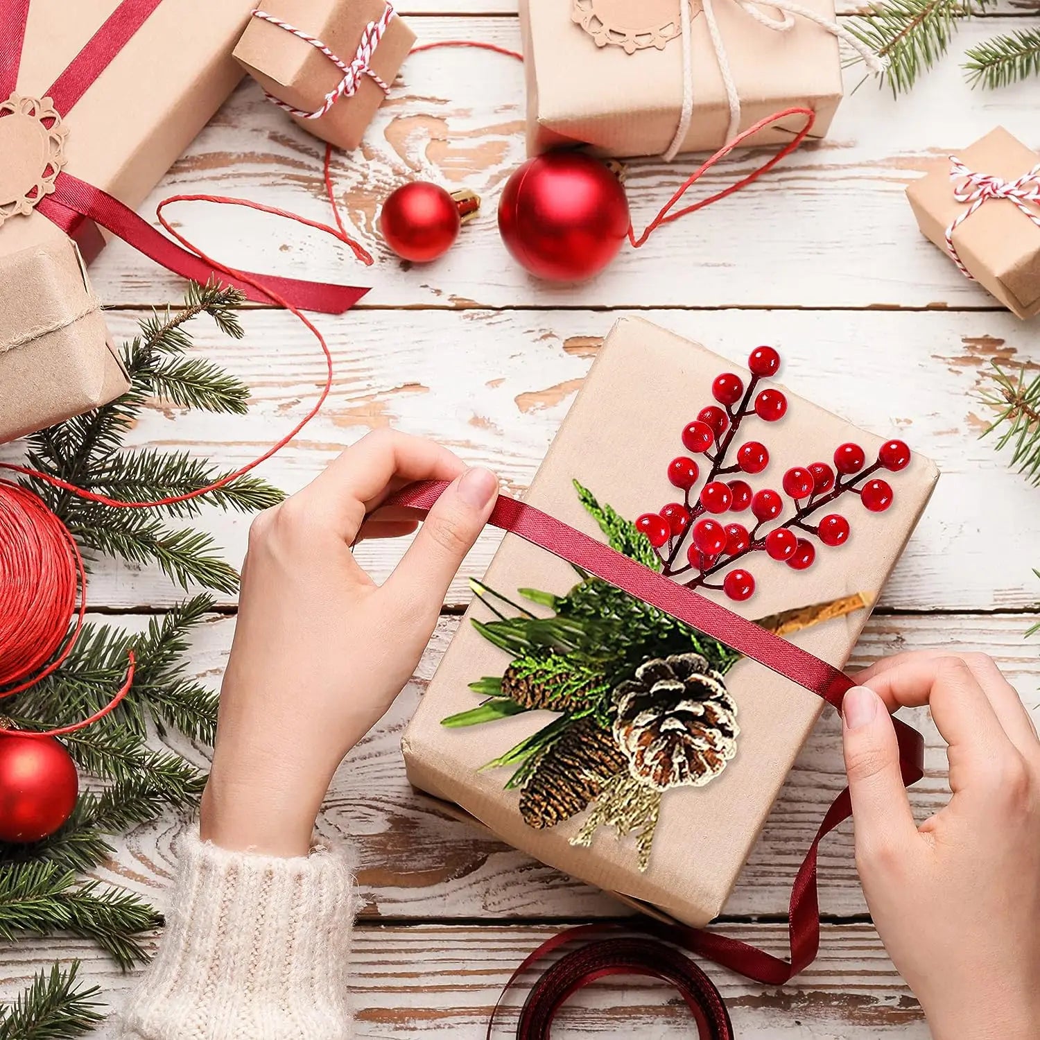 Artificial Holly Berry Stems – Christmas Décor