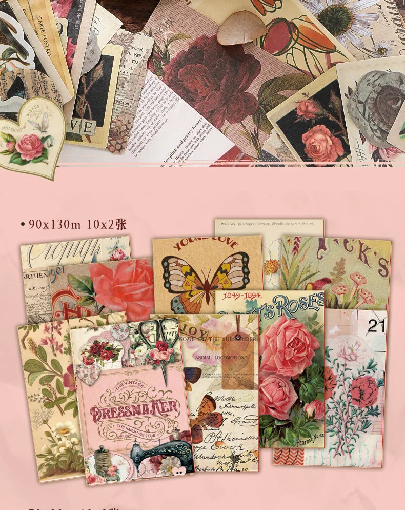 100PCS Retro Scrapbook Paper Set – DIY Collage, Journal & Album Craft Materials