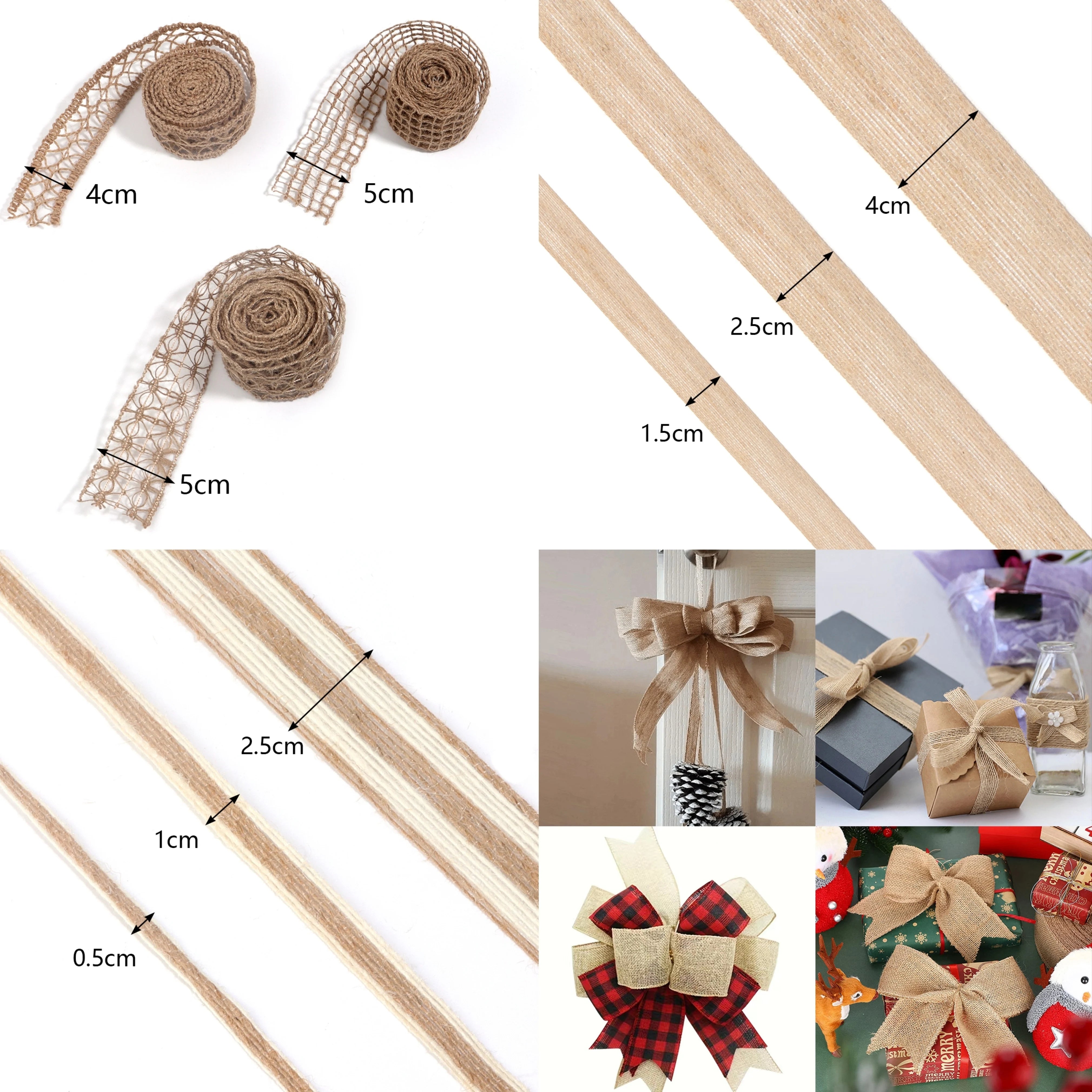 Linen Burlap Ribbon – 5/10M Craft & Gift Packaging Webbing