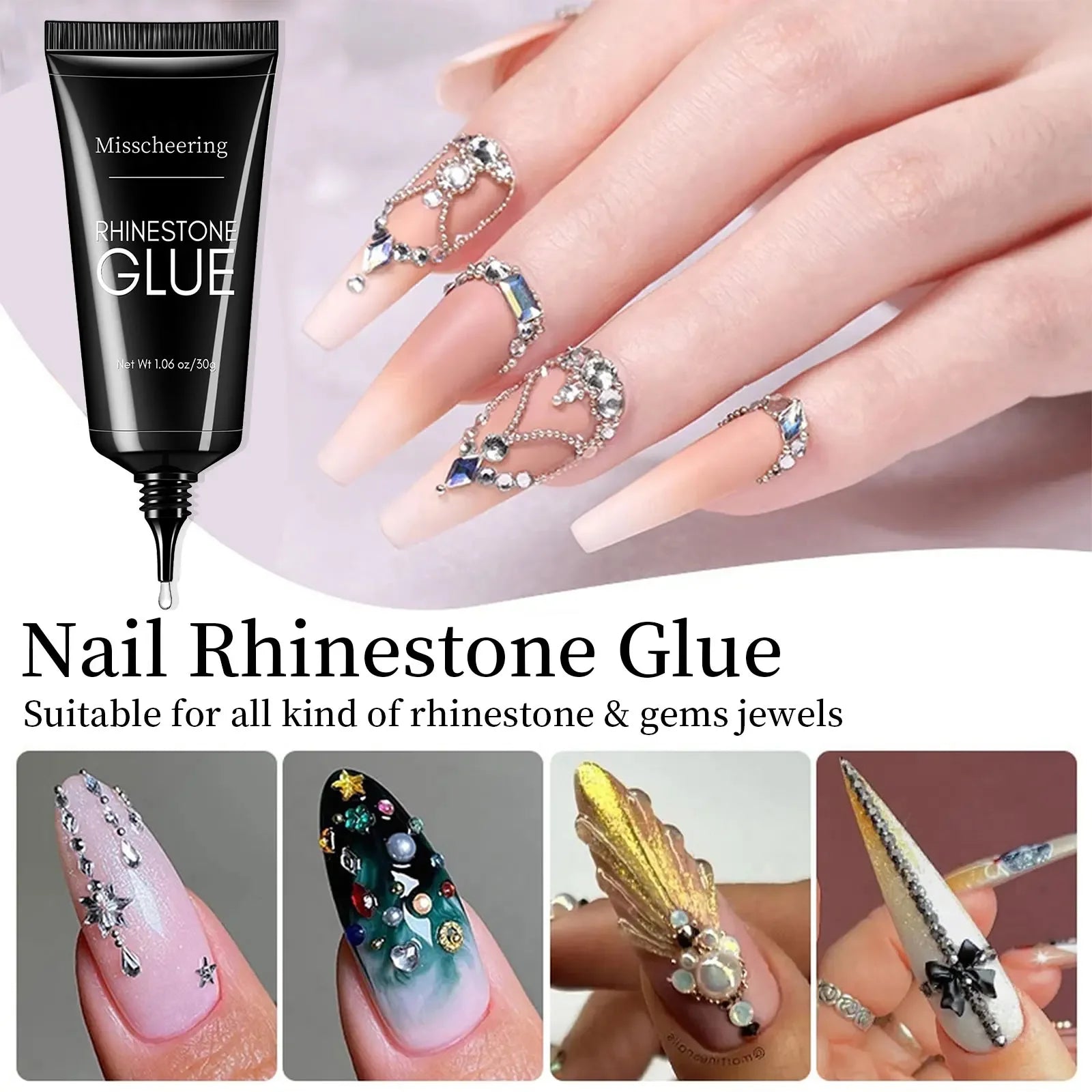 30g Super Strong Nail Rhinestone Glue – Bling Gel for 3D Nail Charms
