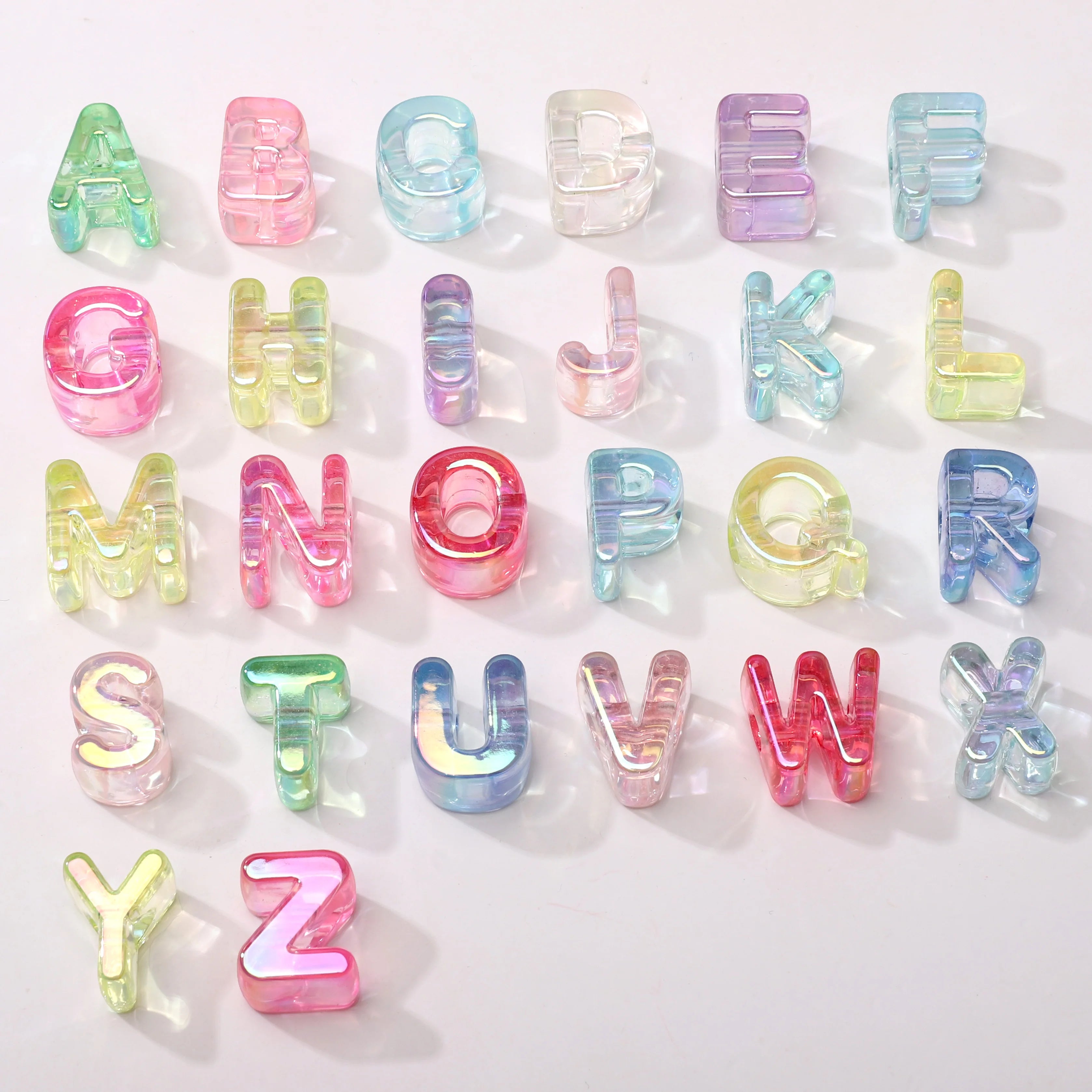 Mixed Color Acrylic Letter Beads – 5PCS Clear Spacer Beads for Jewelry & DIY Crafts
