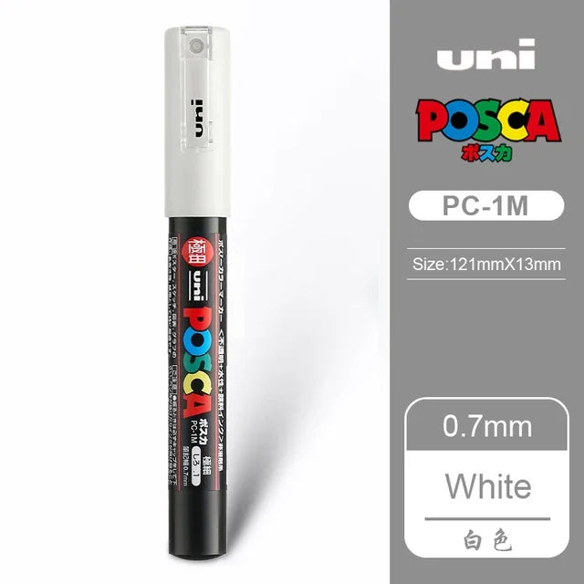 🎨 UNI POSCA Acrylic Paint Marker Set – PC-1M / PC-3M / PC-5M Quick-Dry Permanent Paint Pens