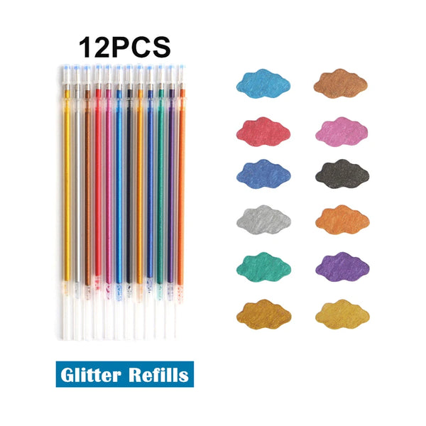 12/24pcs Metallic Glitter Gel Pens