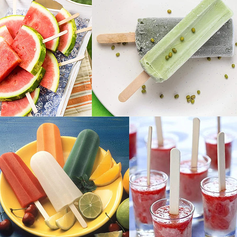 Wooden Ice Cream Sticks 50PCS – Popsicle, Lolly, Dessert & DIY Craft Tools