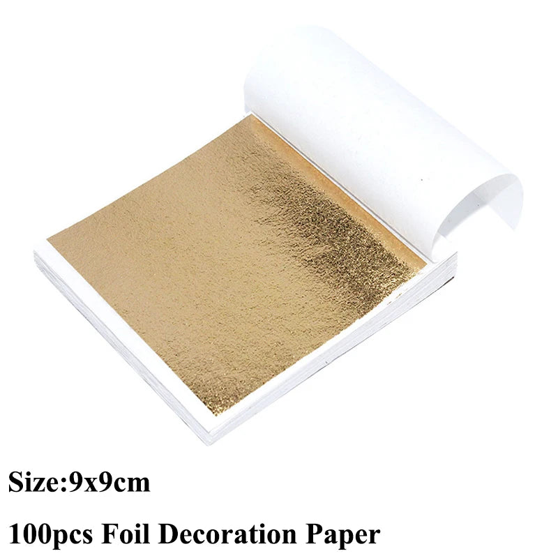 100PCS Gold Silver Copper Foil Leaf Flakes – DIY Resin, Candle & Art Decor