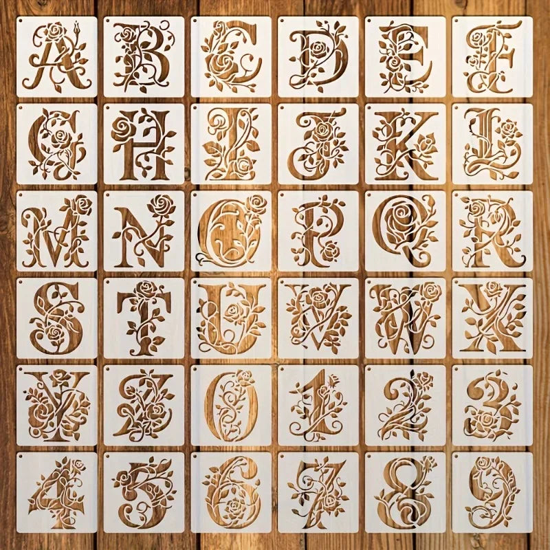 Floral Alphabet & Number Stencil Set – Reusable PET